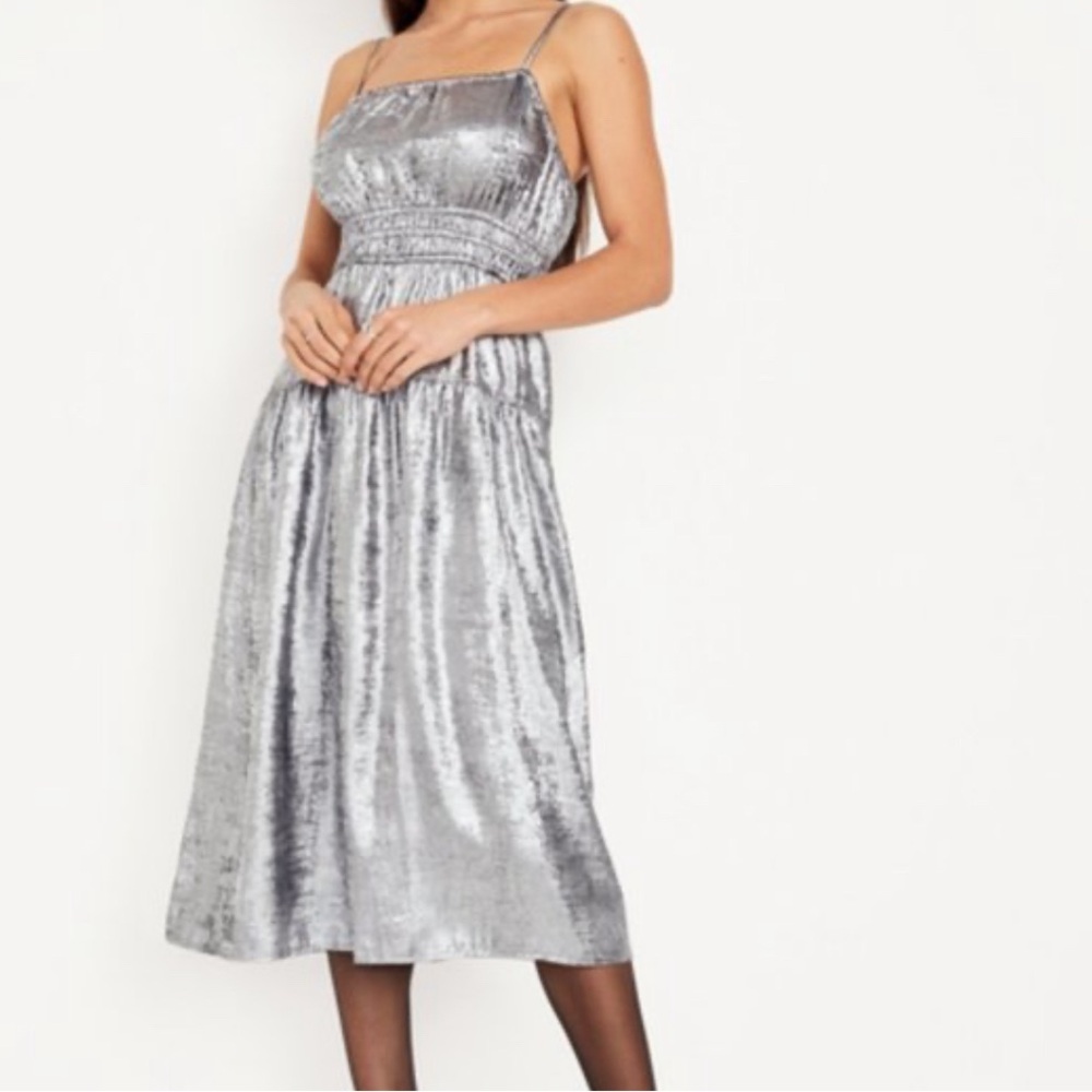 Old Navy Waist-Defined Shine MIDI- Dress